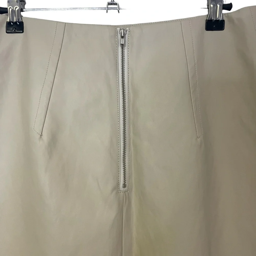 Mijeong Park Cream Faux Leather Midi Skirt Middle Slit XS - Picture 3 of 9